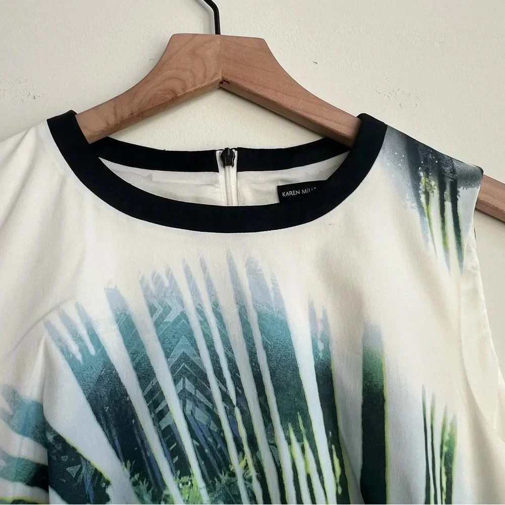 NWOT Karen Millen Signature Stretch palm tree tropical print pencil shift dress